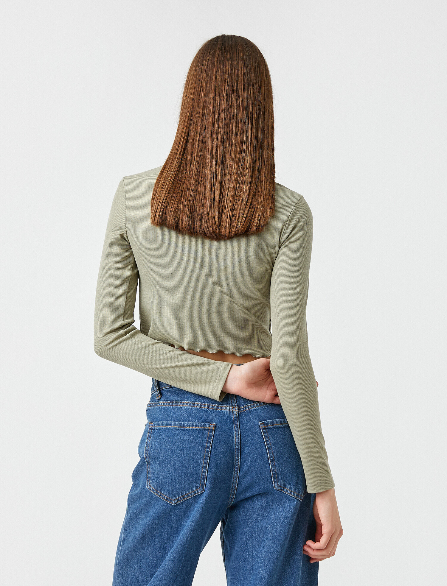   Uzun Kollu Tişört Crop Top