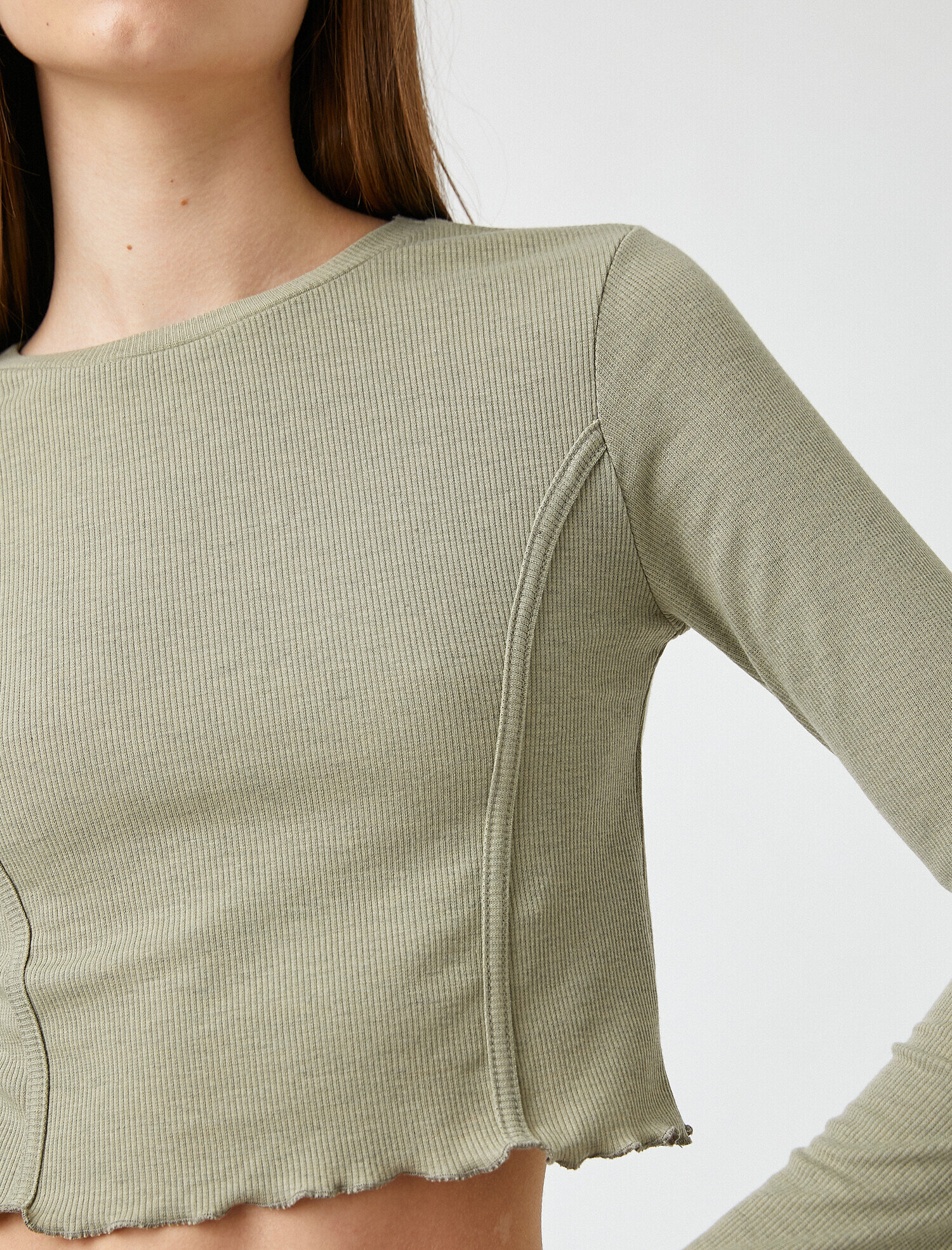   Uzun Kollu Tişört Crop Top