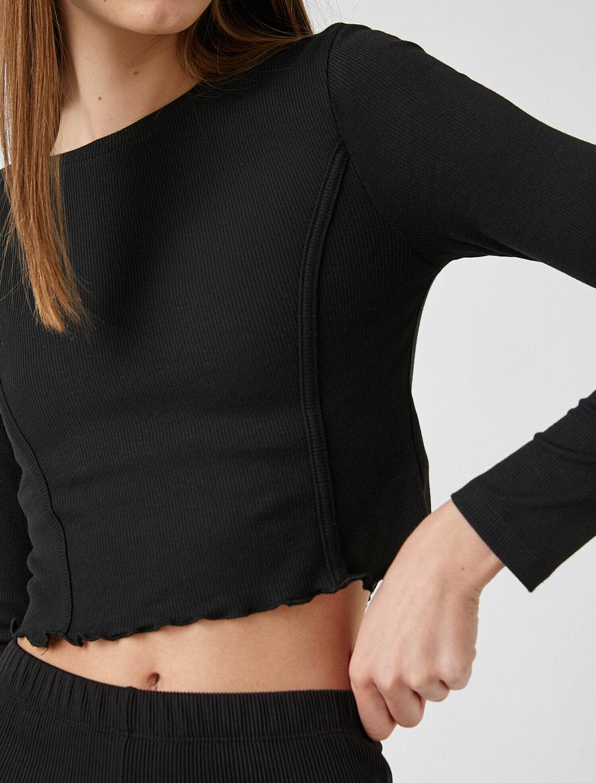   Uzun Kollu Tişört Crop Top