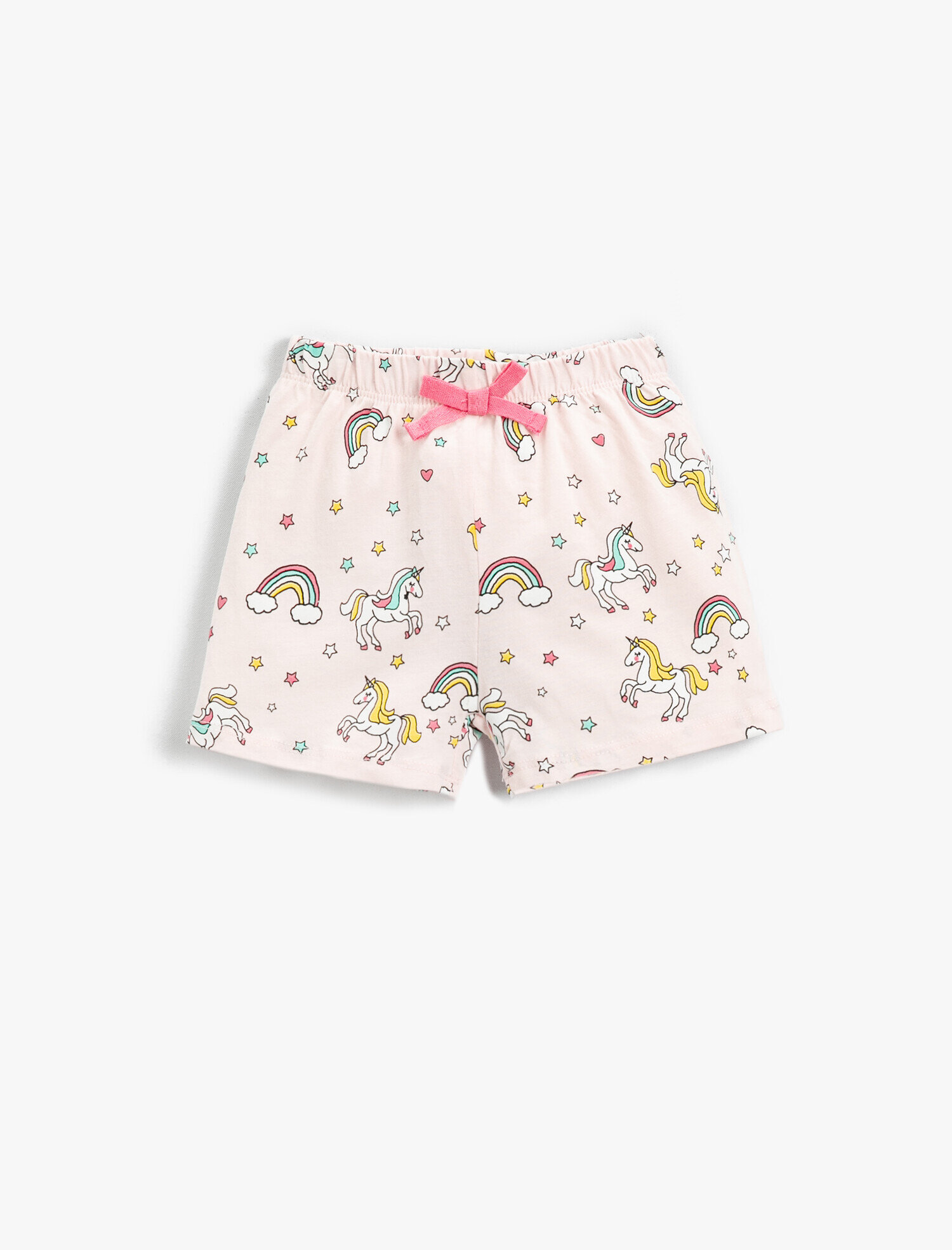  Kız Bebek Unicorn Baskılı Şort Beli Lastikli Pamuklu