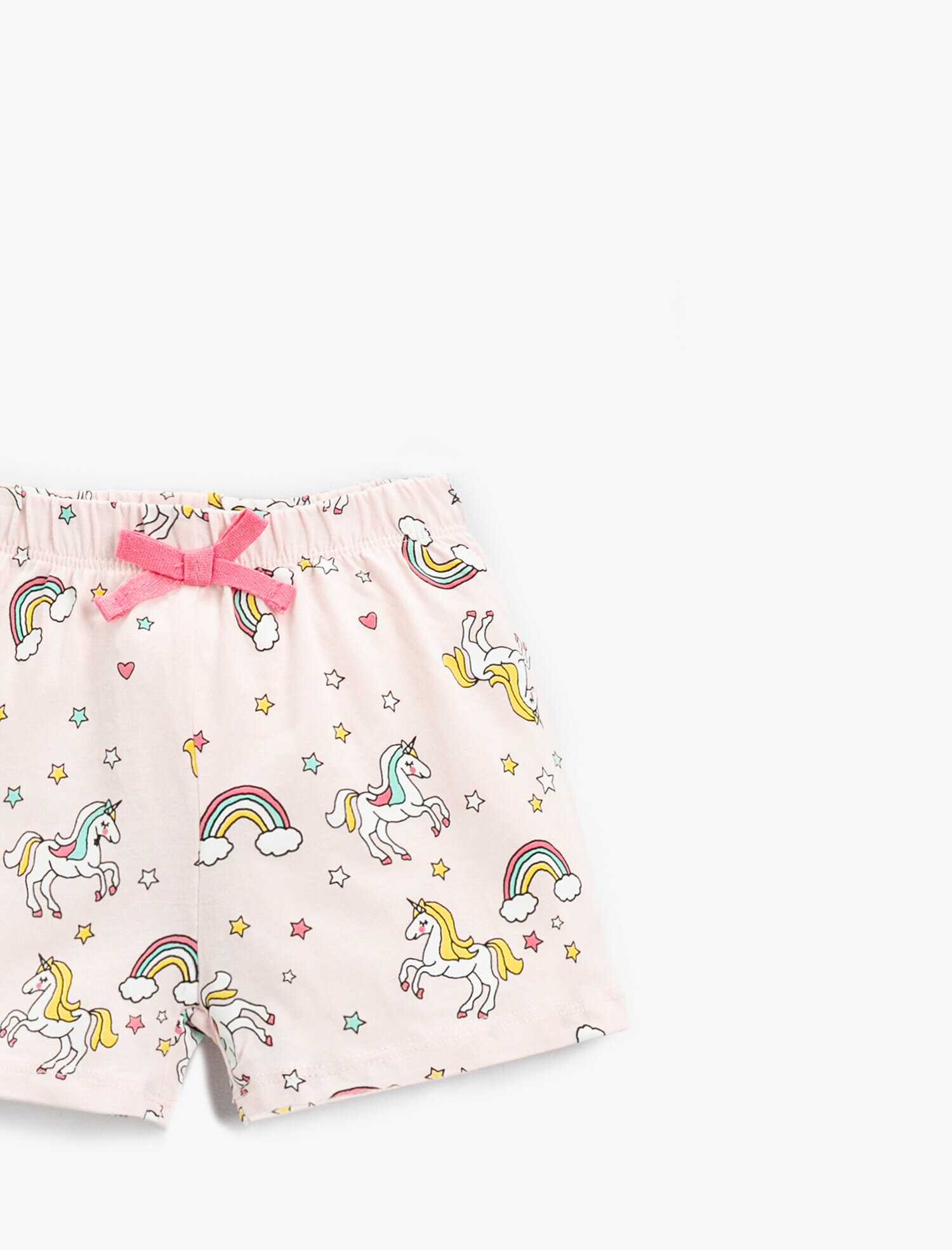  Kız Bebek Unicorn Baskılı Şort Beli Lastikli Pamuklu