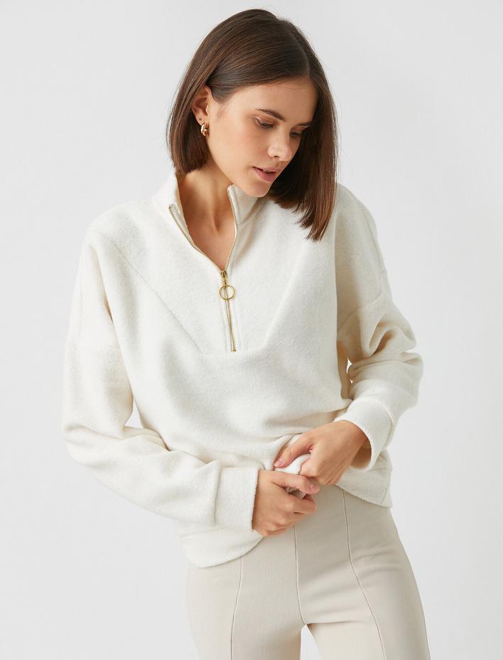  Yakası Fermuarlı Sweatshirt