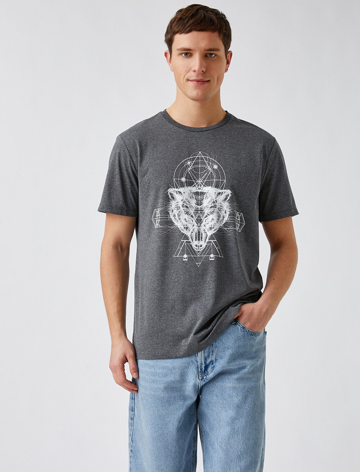   Standart Fit Kurt Baskılı Tişört