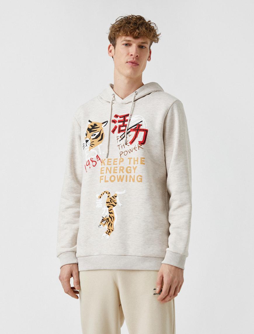   Kaplan Baskılı Kapüşonlu Sweatshirt