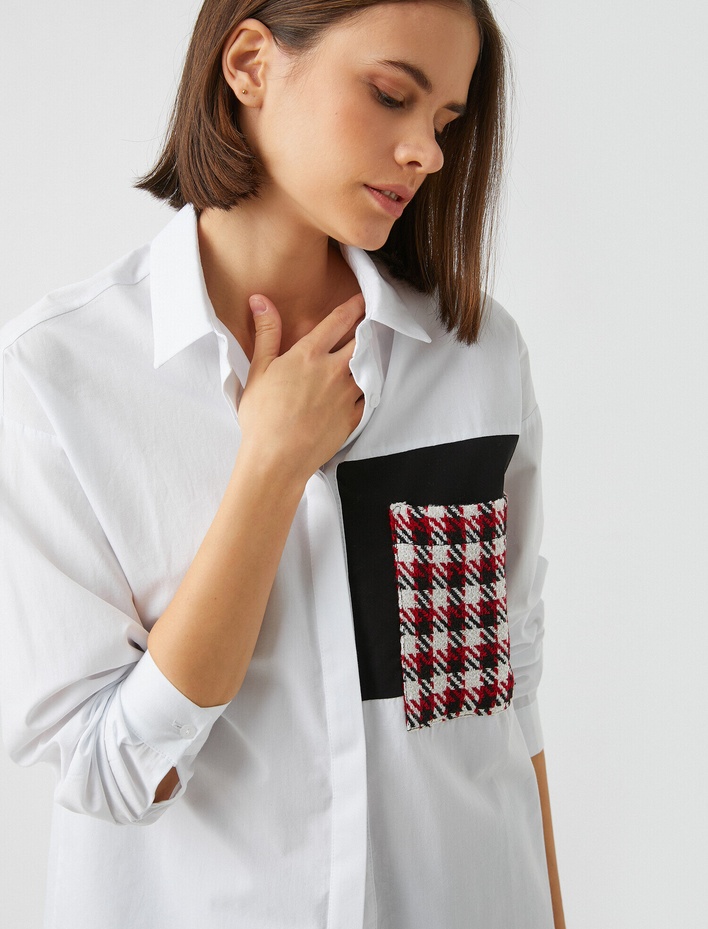  Pamuklu Patch Detaylı Gömlek