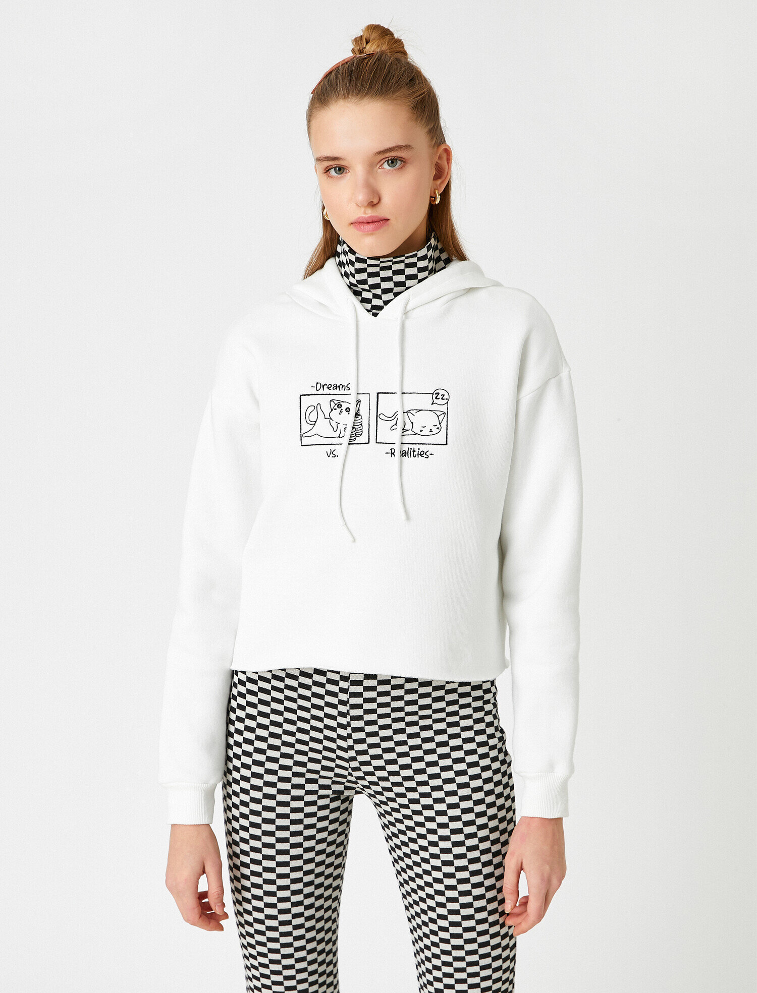   Kapüşonlu Baskılı Sweatshirt