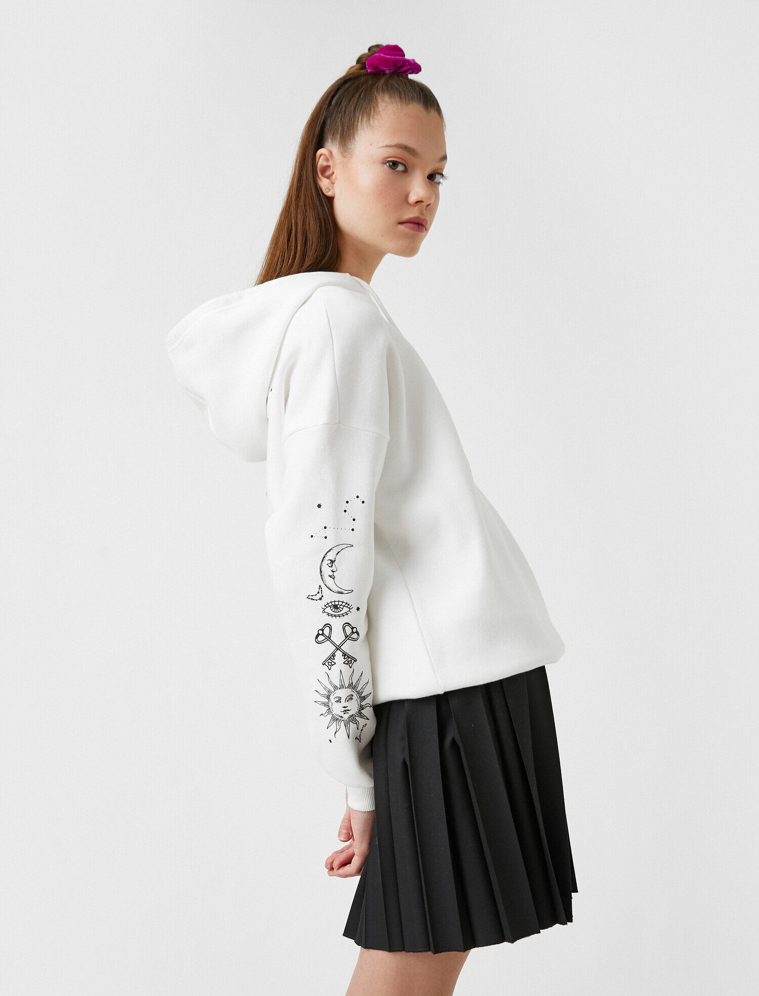   Kapüşonlu Baskılı Sweatshirt