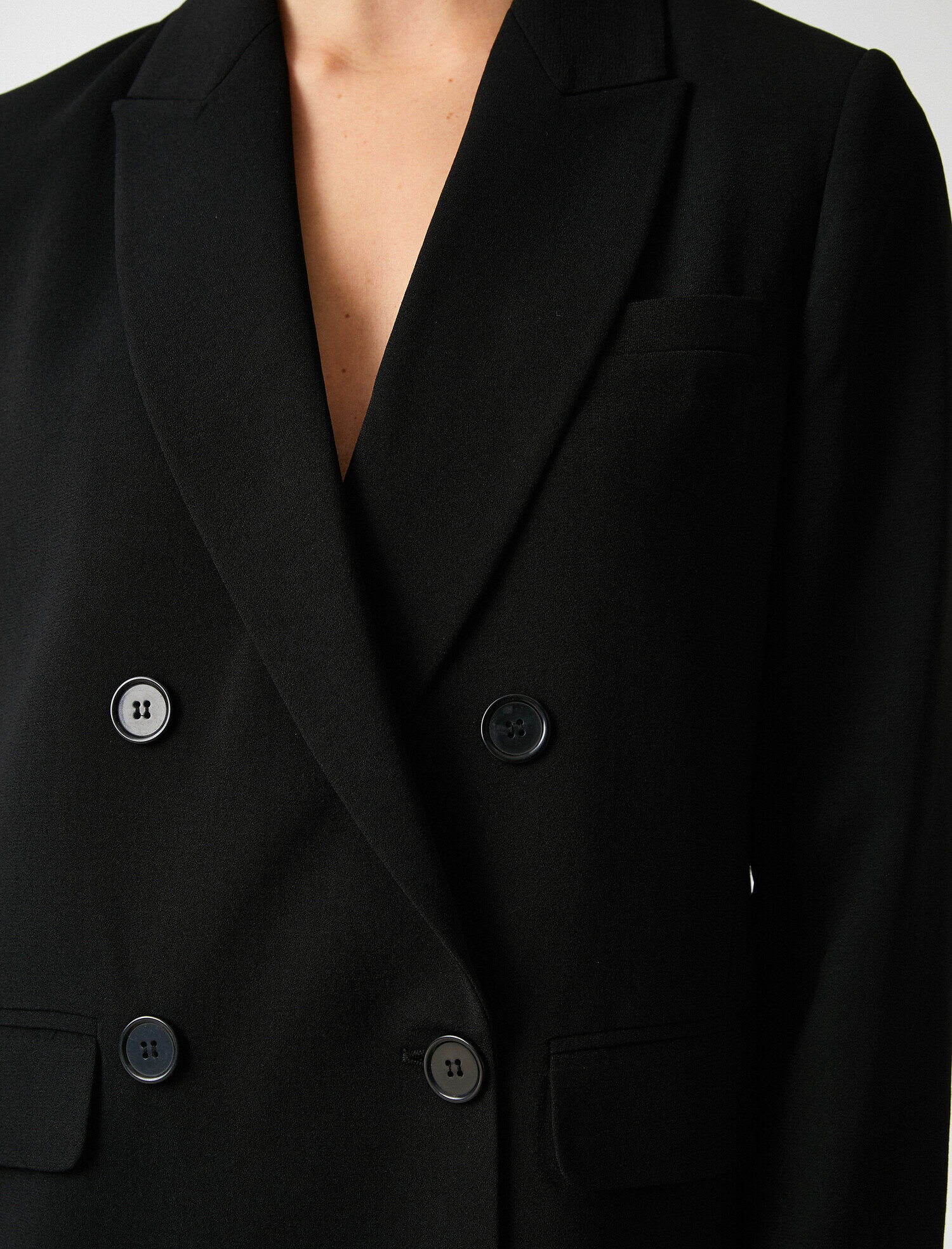   Kruvaze Düğmeli Katlı Yaka Blazer Ceket