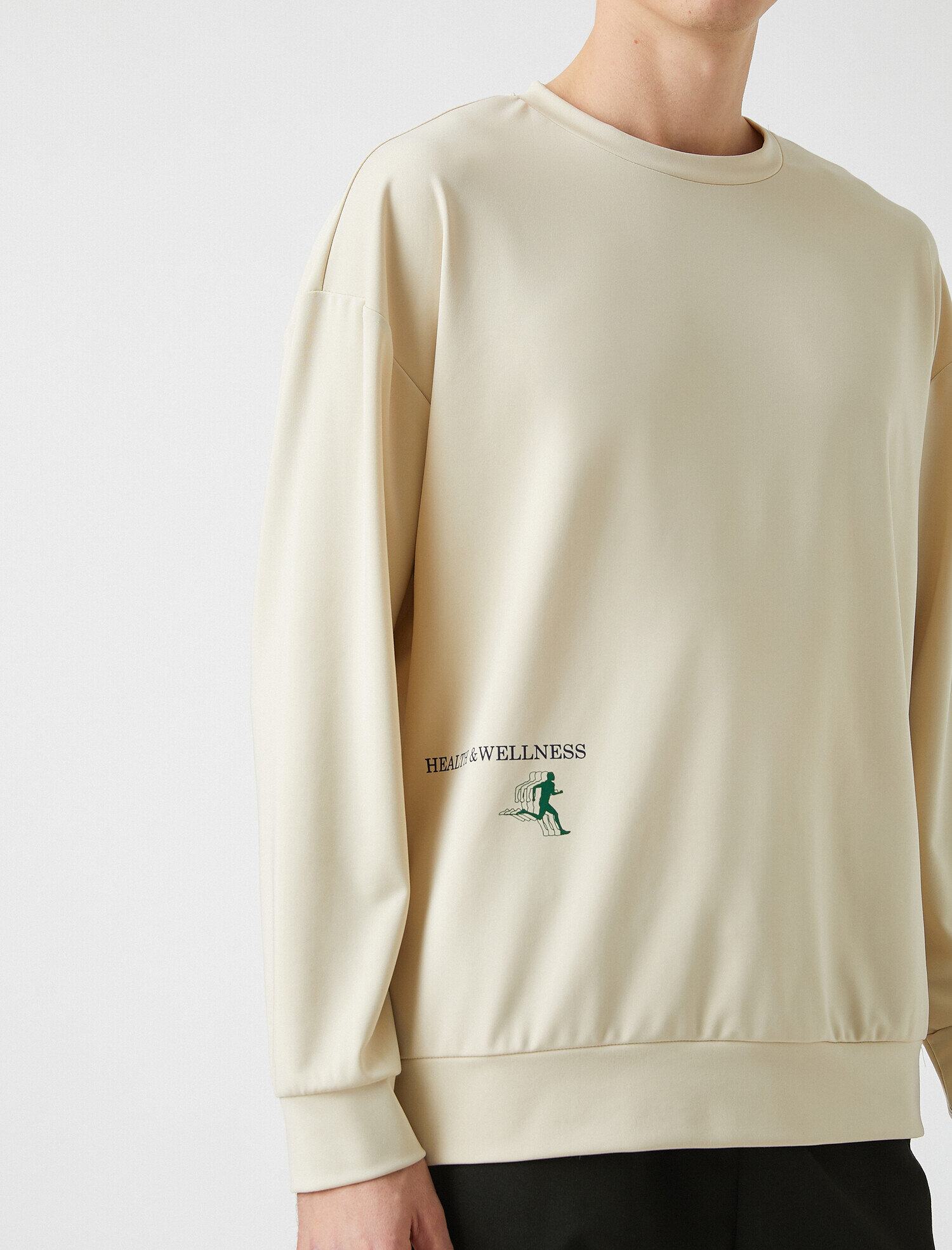 Bisiklet Yaka Baskılı Tişört Uzun Kollu