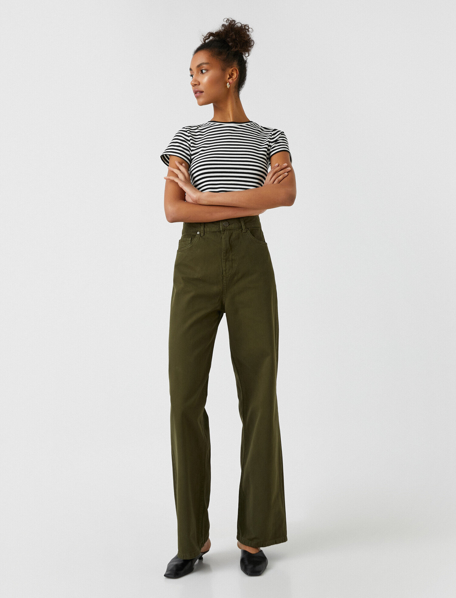   Yüksek Bel Bol Paça Kot Pantolon - Straight  Jean