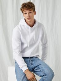Pamuklu Kapüşonlu Uzun Kollu Basic Sweatshirt