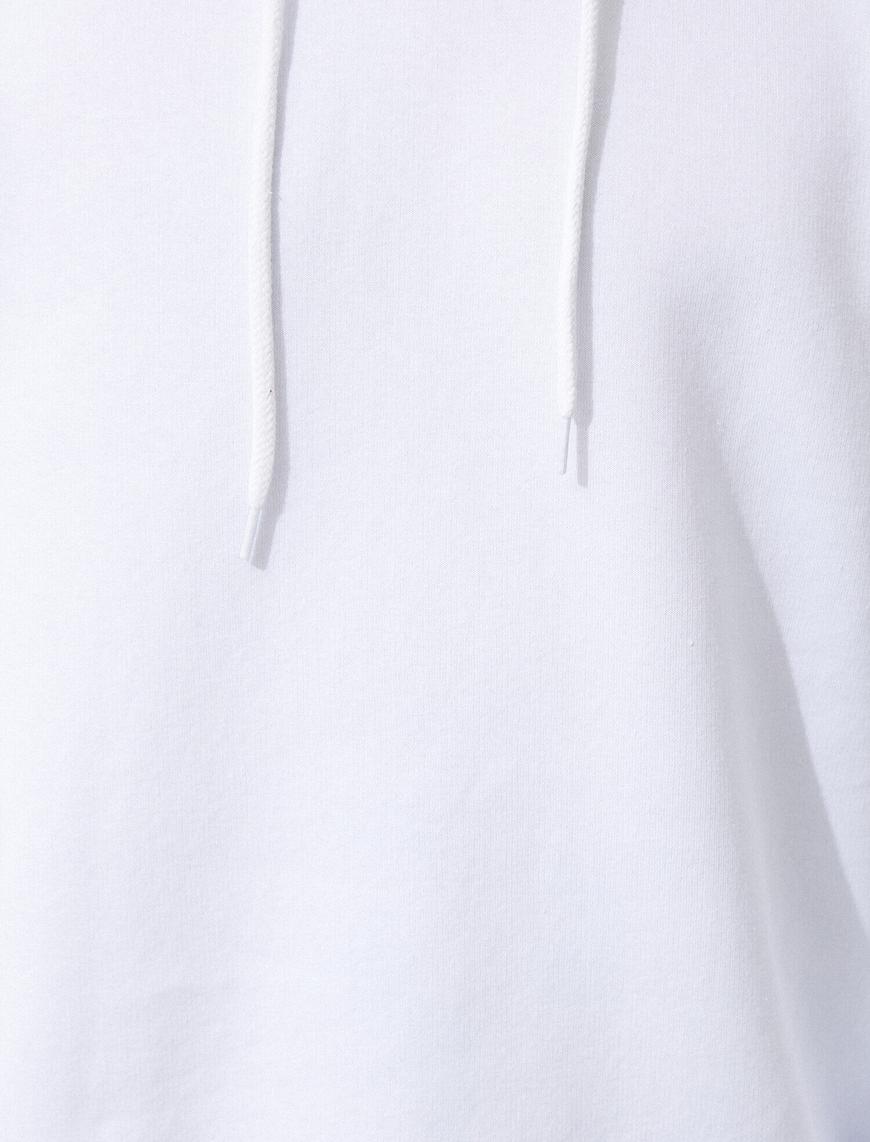   Pamuklu Kapüşonlu Uzun Kollu Basic Sweatshirt