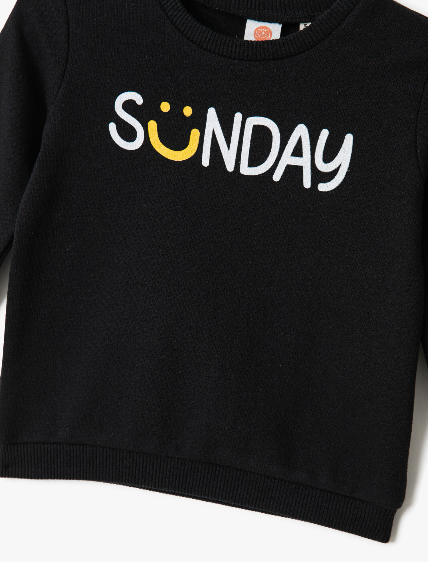  Erkek Bebek Sunday Baskılı Sweatshirt Bisiklet Yaka