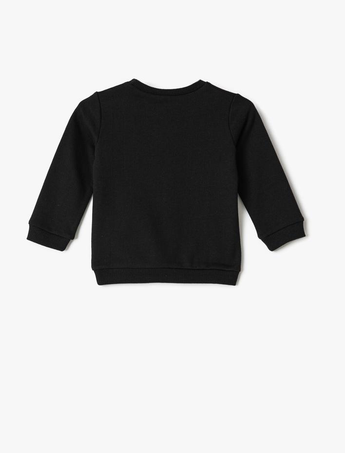 Erkek Bebek Sunday Baskılı Sweatshirt Bisiklet Yaka