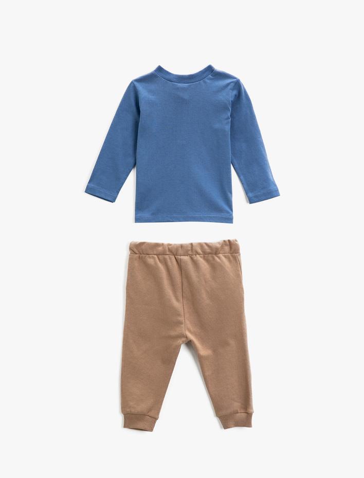 Erkek Bebek Basic Eşofman Takımı Jogger Eşofman Altı Uzun Kollu Tişört Pamuklu