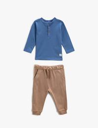 Basic Eşofman Takımı Jogger Eşofman Altı Uzun Kollu Tişört Pamuklu