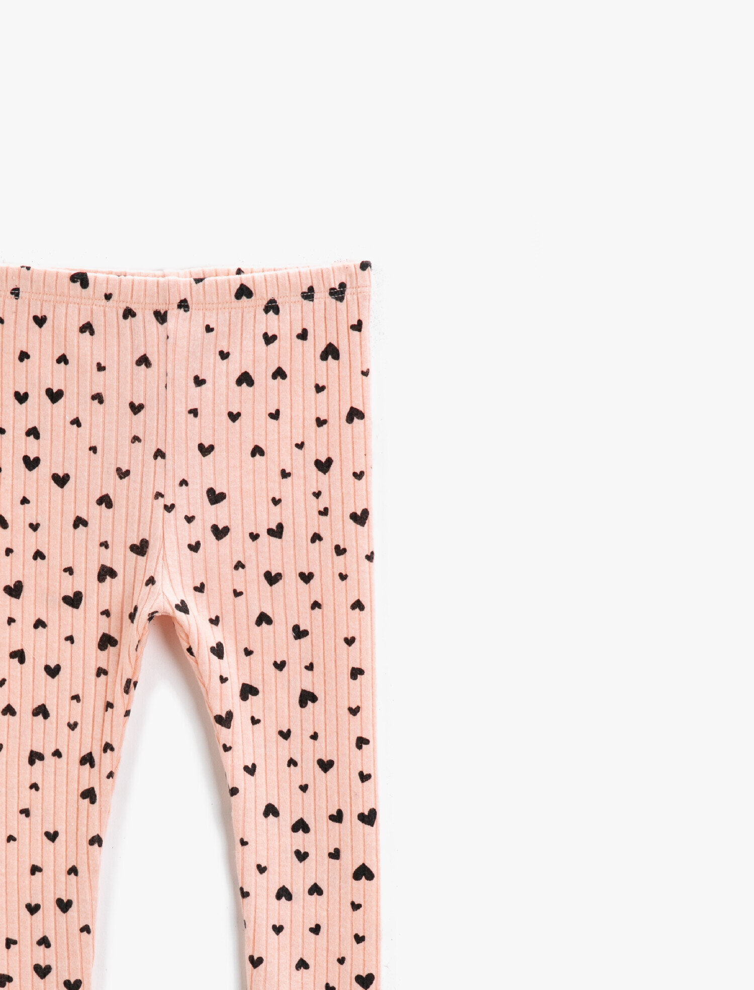  Kız Bebek Kalp Baskılı Beli Lastikli Tayt