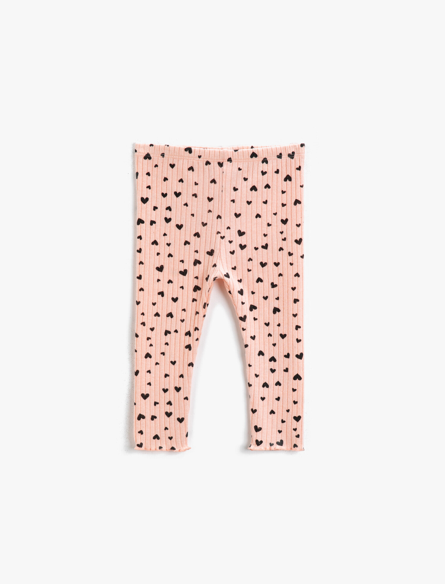  Kız Bebek Kalp Baskılı Beli Lastikli Tayt