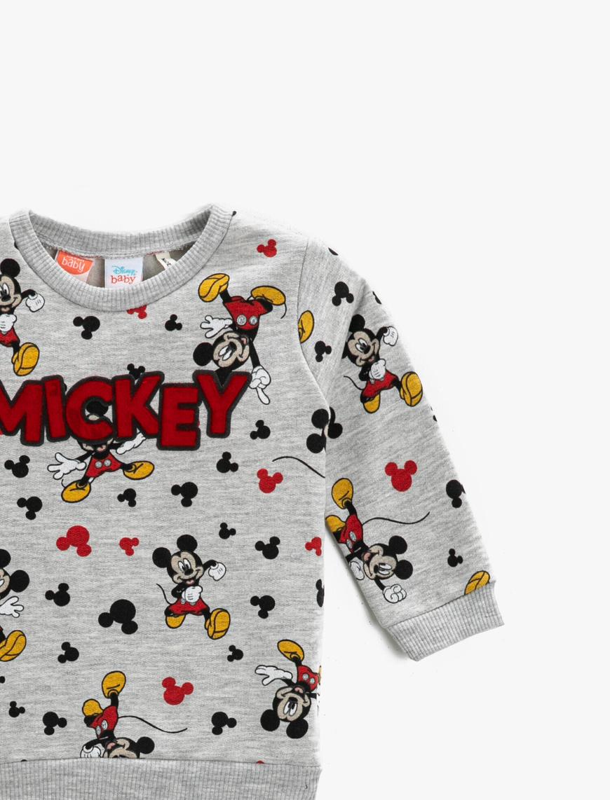  Erkek Bebek Mickey Mouse Baskılı Sweatshirt Lisanslı
