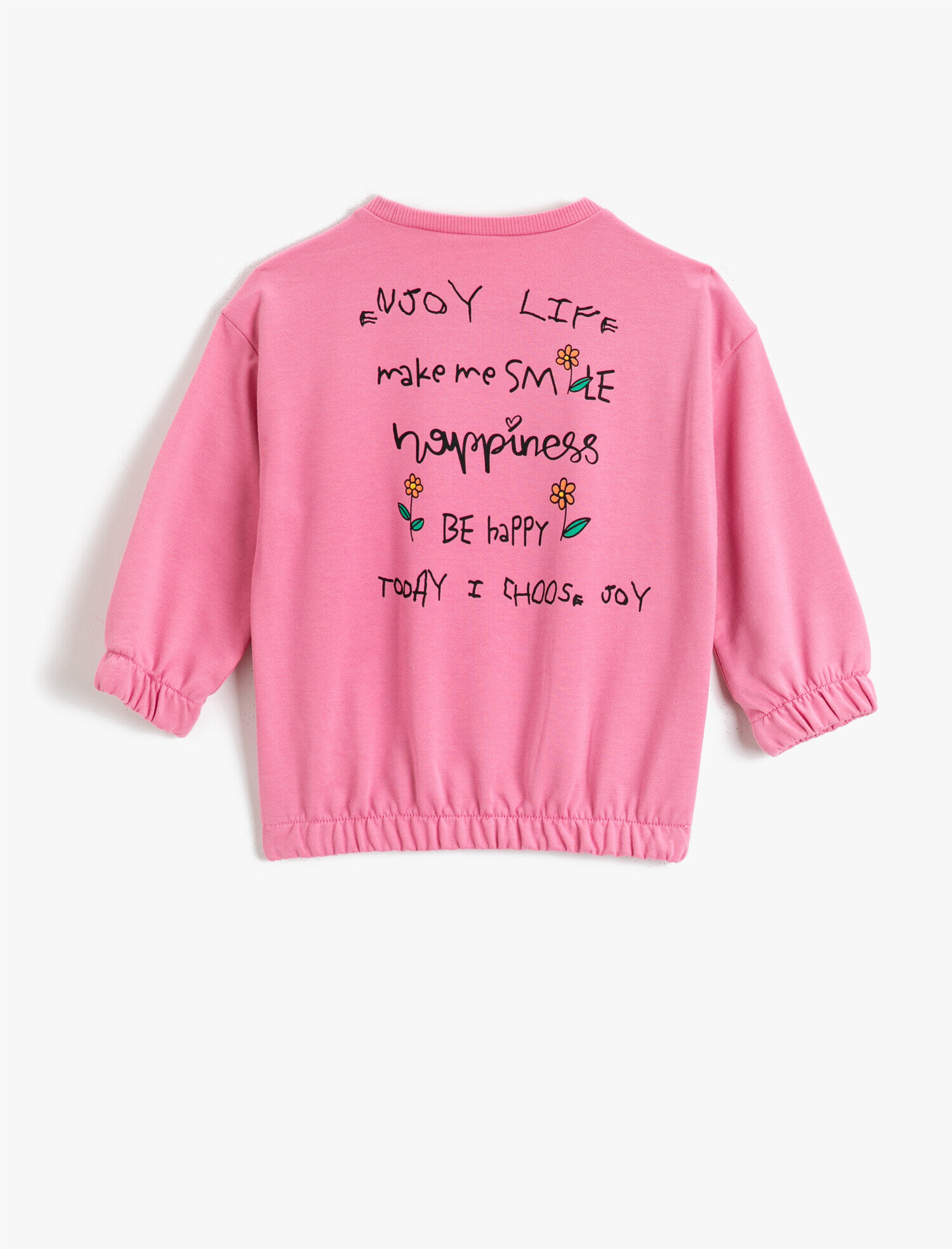  Kız Bebek Pamuklu Baskılı Bisiklet Yaka Sweatshirt