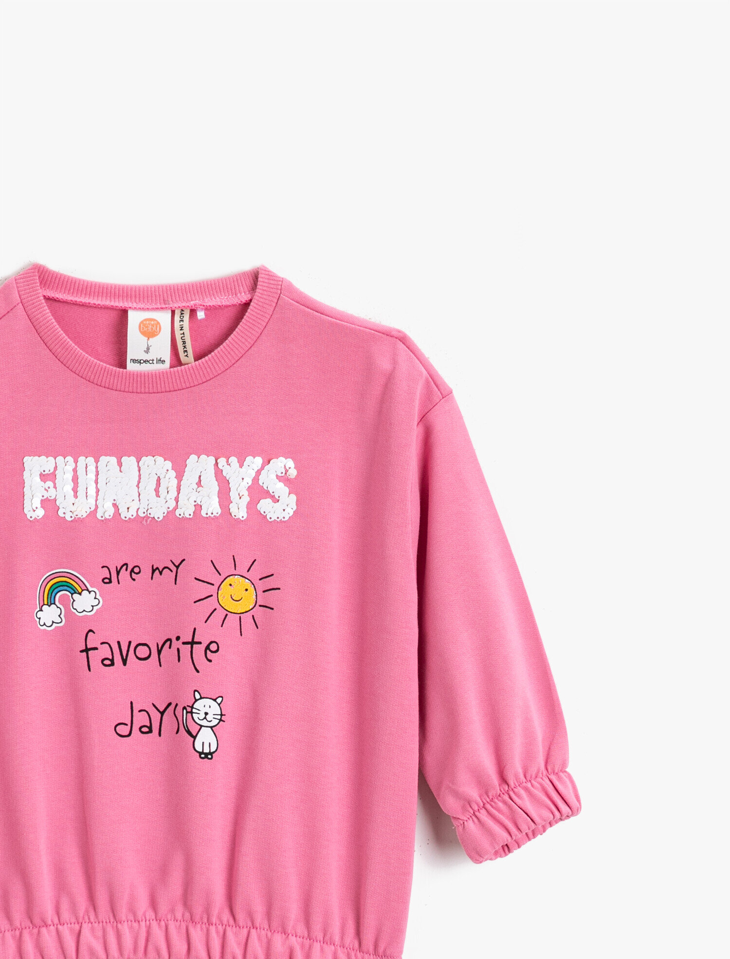  Kız Bebek Pamuklu Baskılı Bisiklet Yaka Sweatshirt