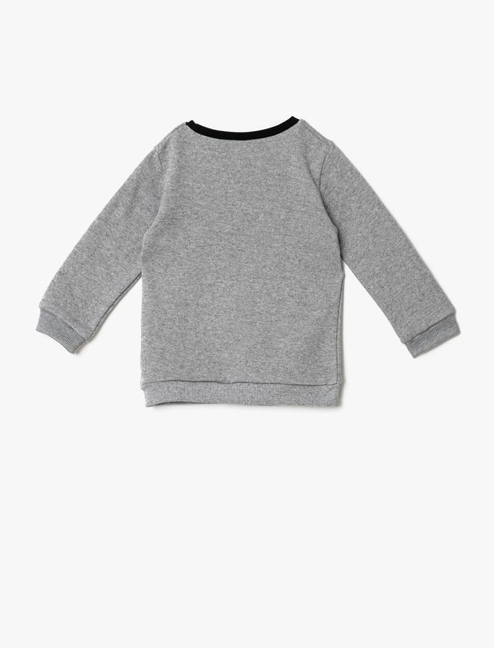 Erkek Bebek Mickey Mouse Baskılı Bisiklet Yaka Sweatshirt Lisanslı