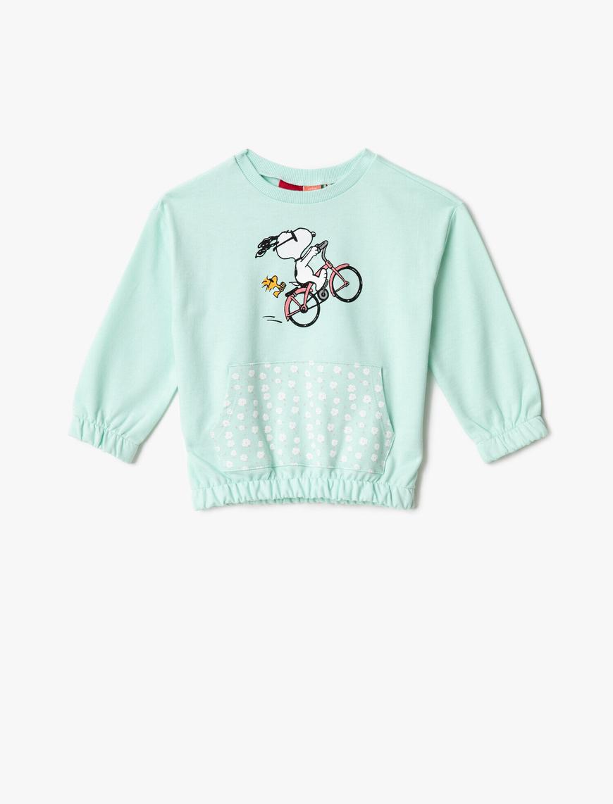  Kız Bebek Snoopy Baskılı Pamuklu Sweatshirt