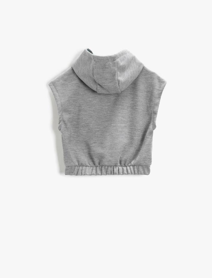 Erkek Bebek Baskılı Kapüşonlu Sweatshirt Kolsuz Beli Lastikli