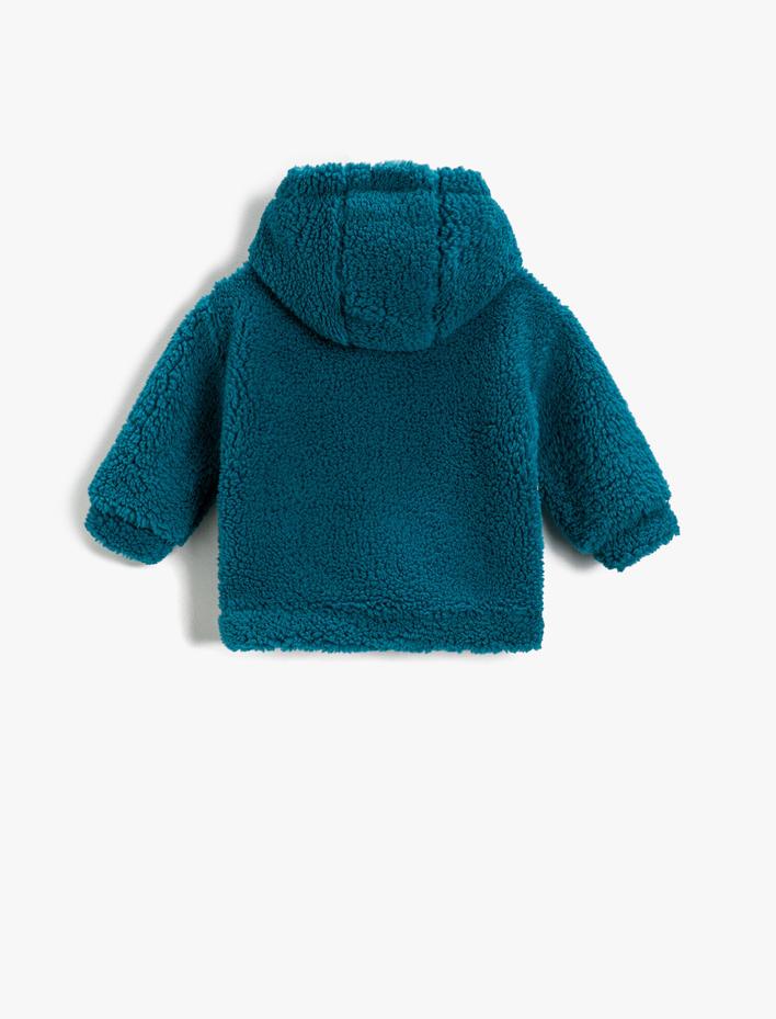 Erkek Bebek Peluş Sweatshirt Kapüşonlu Kanguru Cepli