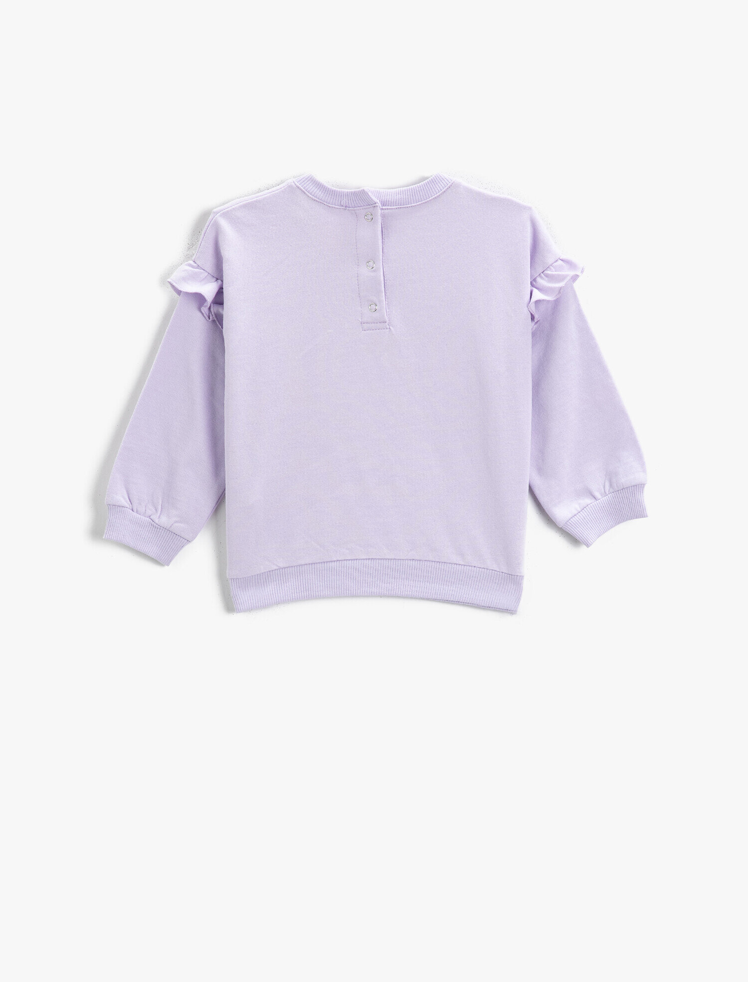  Kız Bebek Hayvan Baskılı Fırfır Detaylı Sweatshirt Bisiklet Yaka Pamuklu