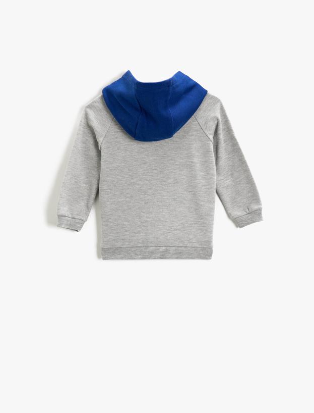  Erkek Bebek Kapüşonlu Baskılı Sweatshirt