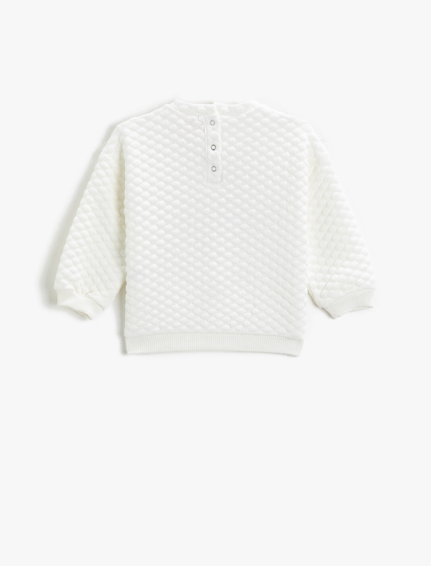 Kız Bebek Peluş Kalpli Bisiklet Yaka Sweatshirt