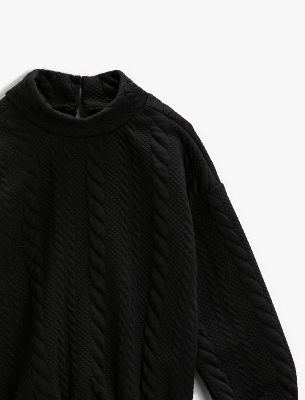  Kız Çocuk Basic Sweatshirt Kapitone Balıkçı Yaka