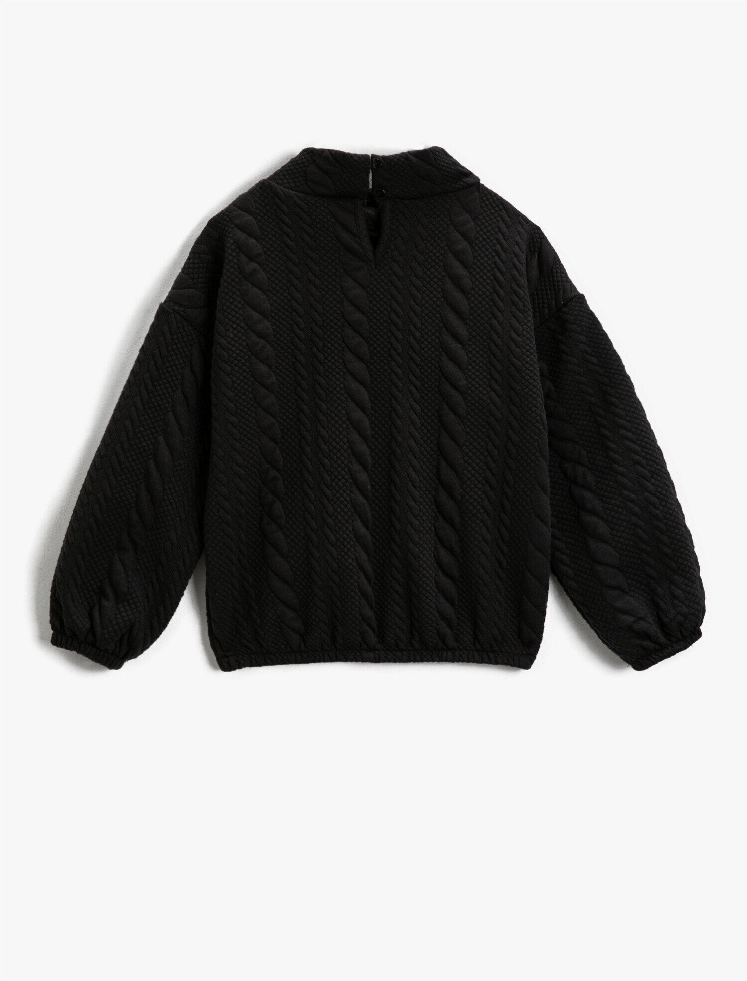  Kız Çocuk Basic Sweatshirt Kapitone Balıkçı Yaka