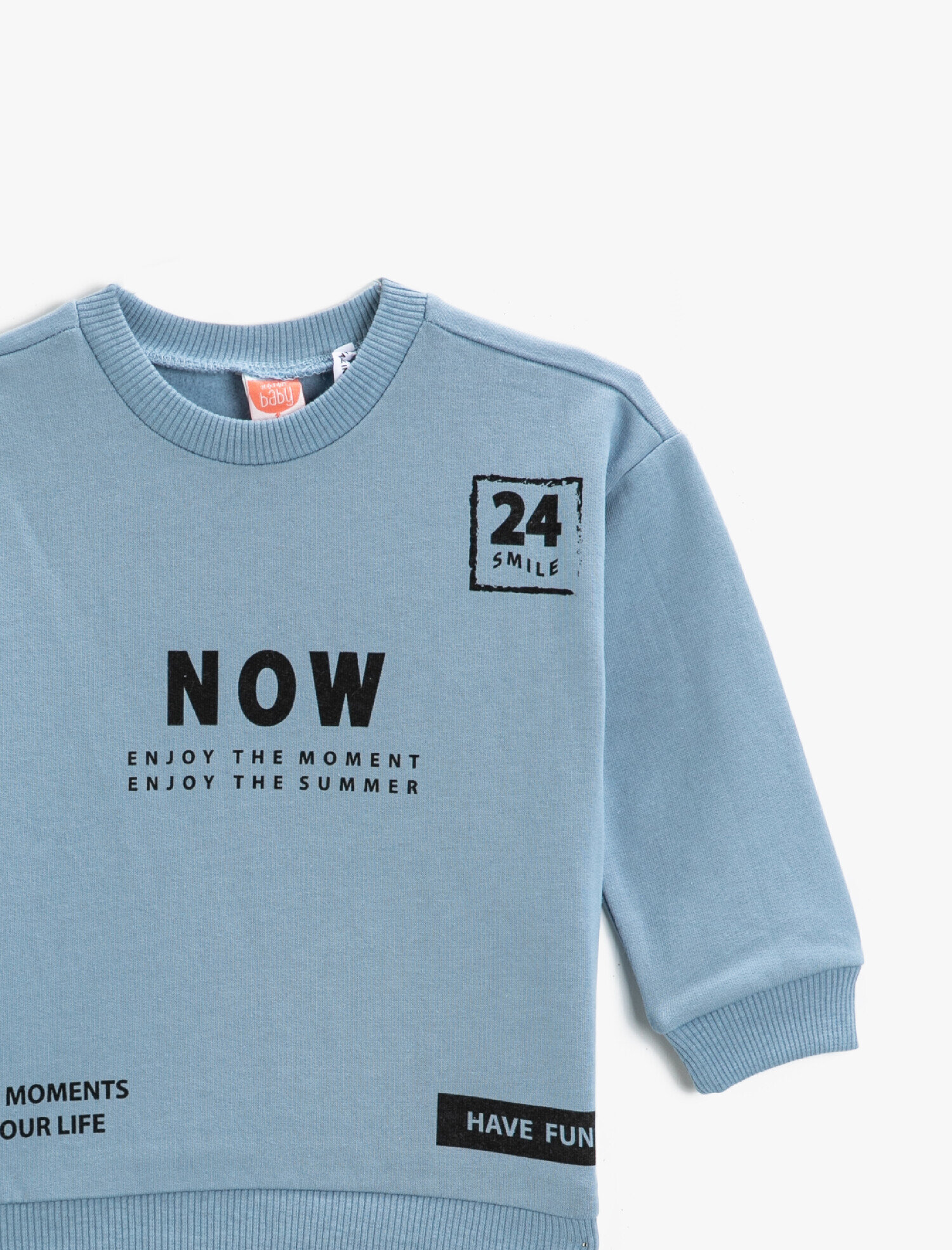  Erkek Bebek Baskılı Sweatshirt Bisiklet Yaka Pamuklu