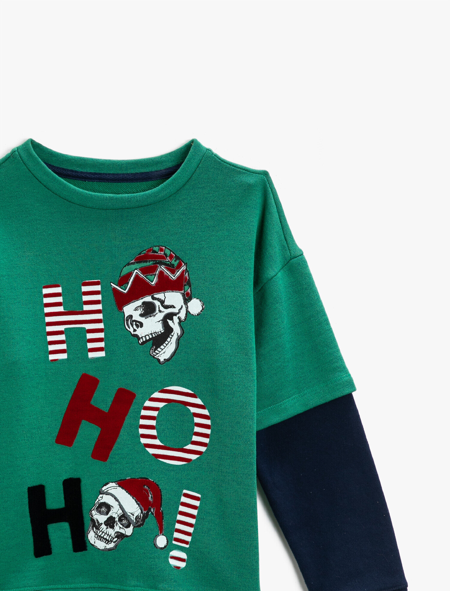  Erkek Çocuk Yılbaşı Temalı Baskılı Sweatshirt Kuru Kafa Baskılı Pamuklu