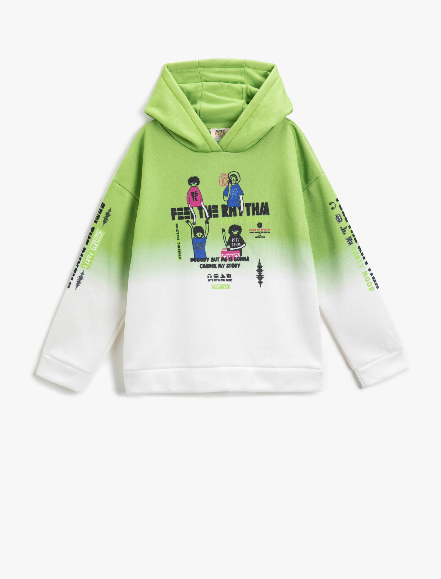  Erkek Çocuk 2 Renkli Baskılı Kapşonlu Sweatshirt