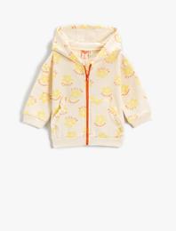 Slogan Baskılı Kapüşonlu Sweatshirt Kanguru Cepli Pamuklu