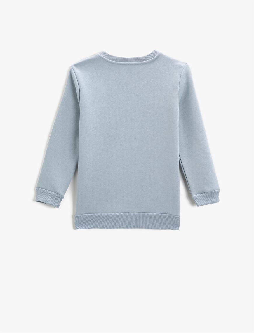  Erkek Çocuk Köpek Baskılı Uzun Kollu Sweatshirt Bisiklet Yaka