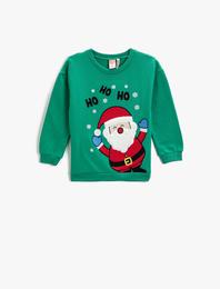 Noel Baba Baskılı Pamuklu Sweatshirt
