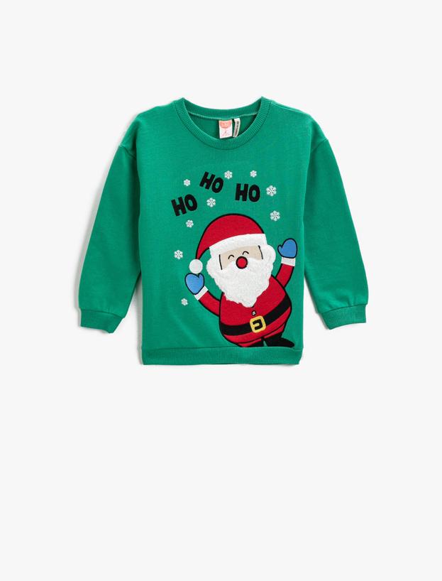  Erkek Bebek Noel Baba Baskılı Pamuklu Sweatshirt