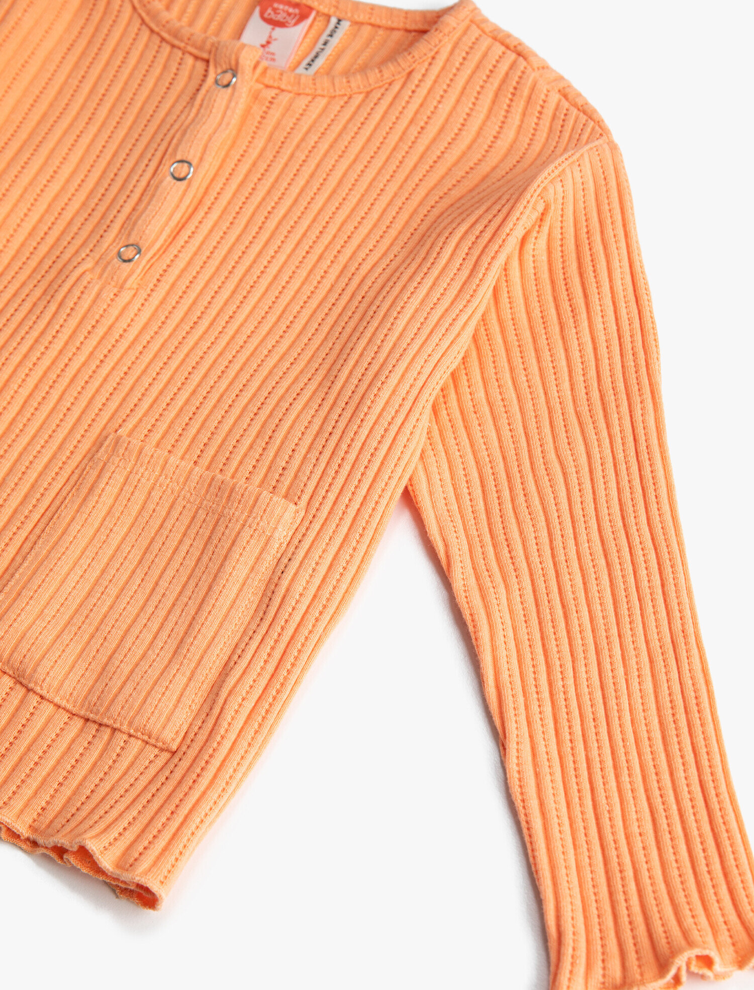  Kız Bebek Uzun Kollu Tişört Cepli Fitilli