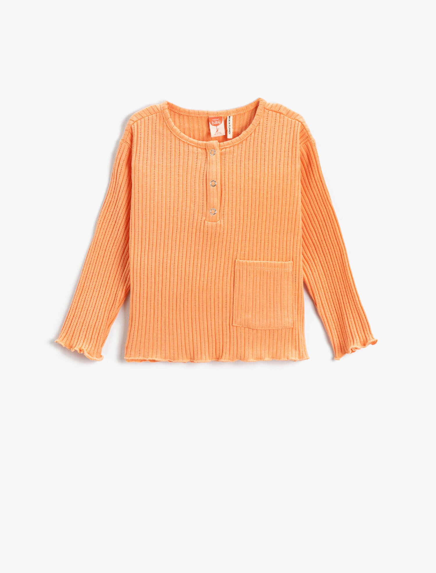  Kız Bebek Uzun Kollu Tişört Cepli Fitilli