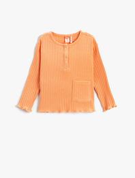 Uzun Kollu Tişört Cepli Fitilli