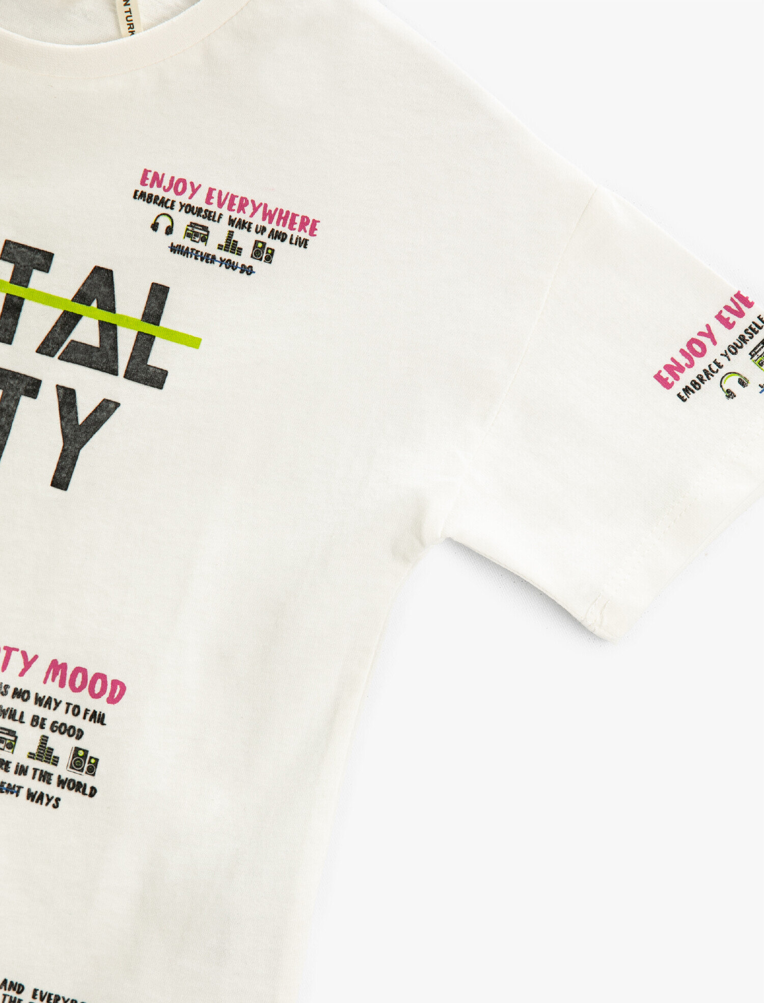  Erkek Çocuk Sloganlı Parti Baskılı Kısa Kollu Tişört Pamuklu