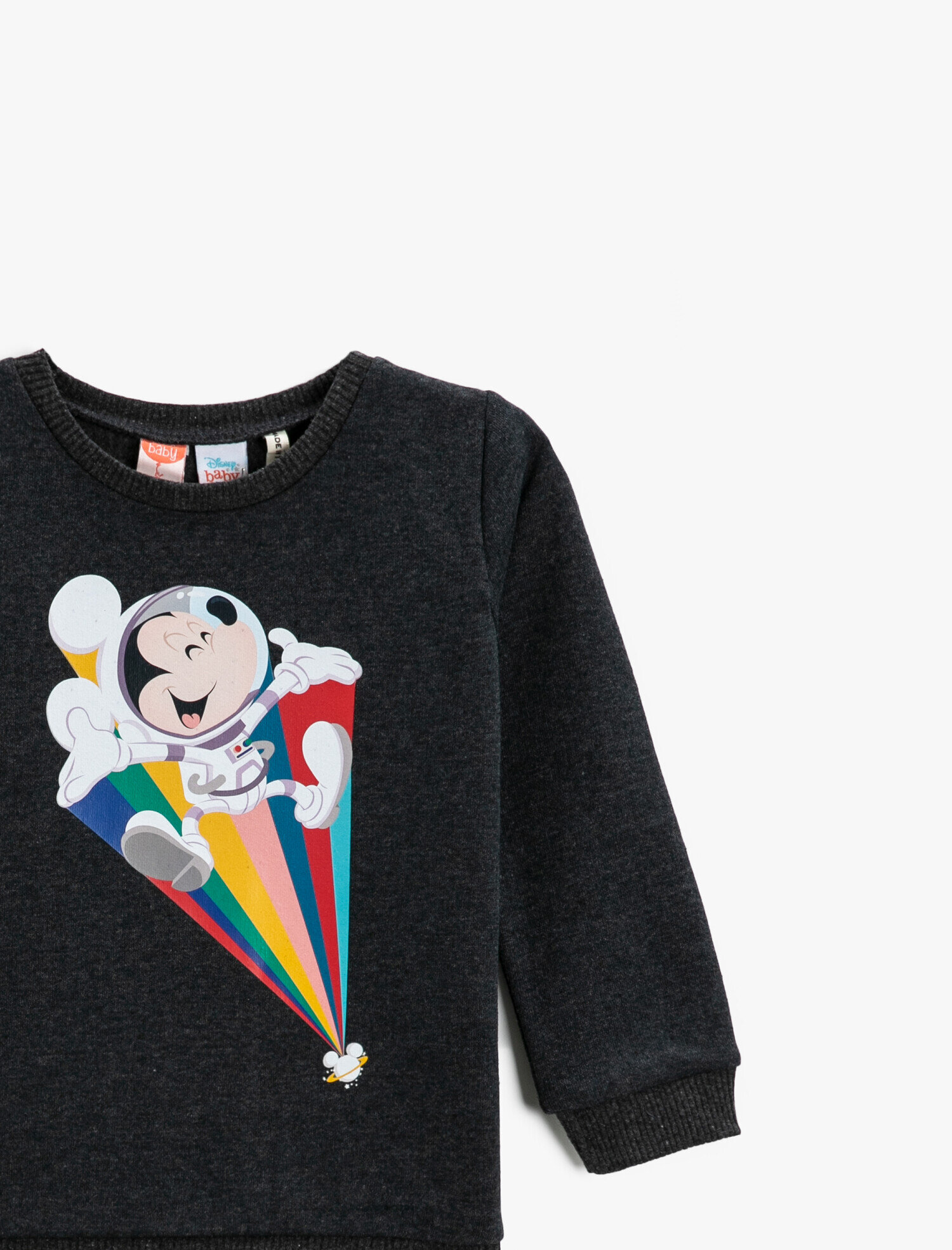 Erkek Bebek Mickey Mouse Baskılı Sweatshirt Bisiklet Yaka Lisanslı