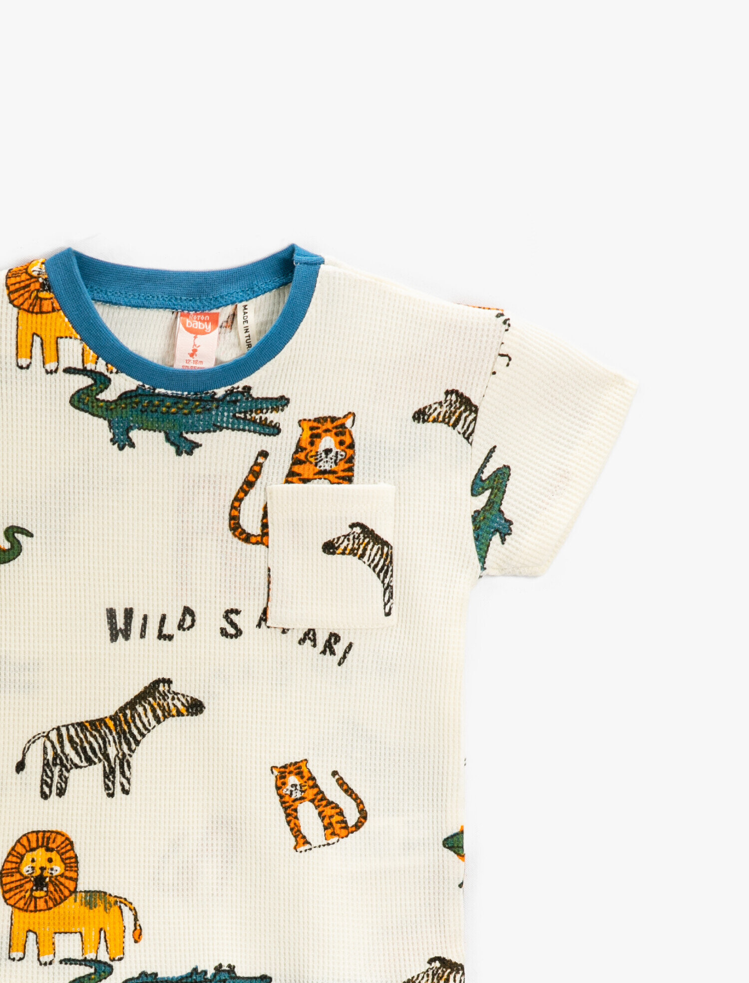  Erkek Bebek Hayvan Baskılı Kısa Kollu Tişört Pamuklu