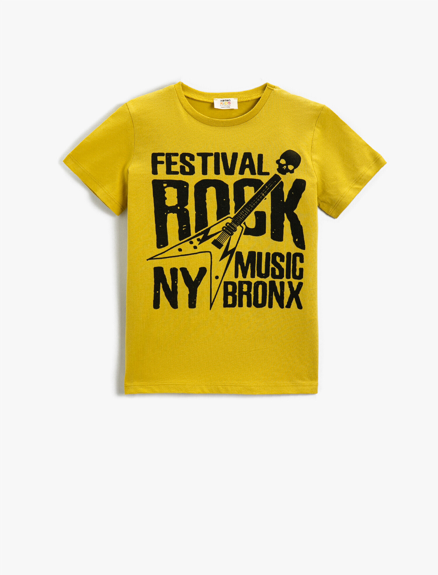  Erkek Çocuk Elektro Gitar Baskılı Kısa Kollu Tişört Pamuklu