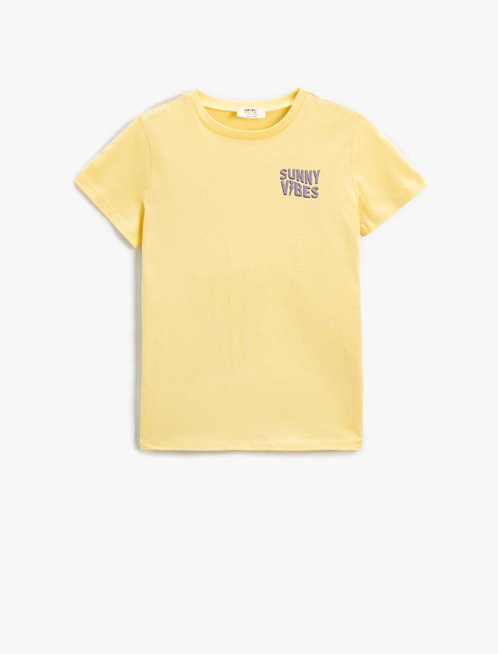 Erkek Çocuk Slogan Baskılı Kısa Kollu Tişört Pamuklu