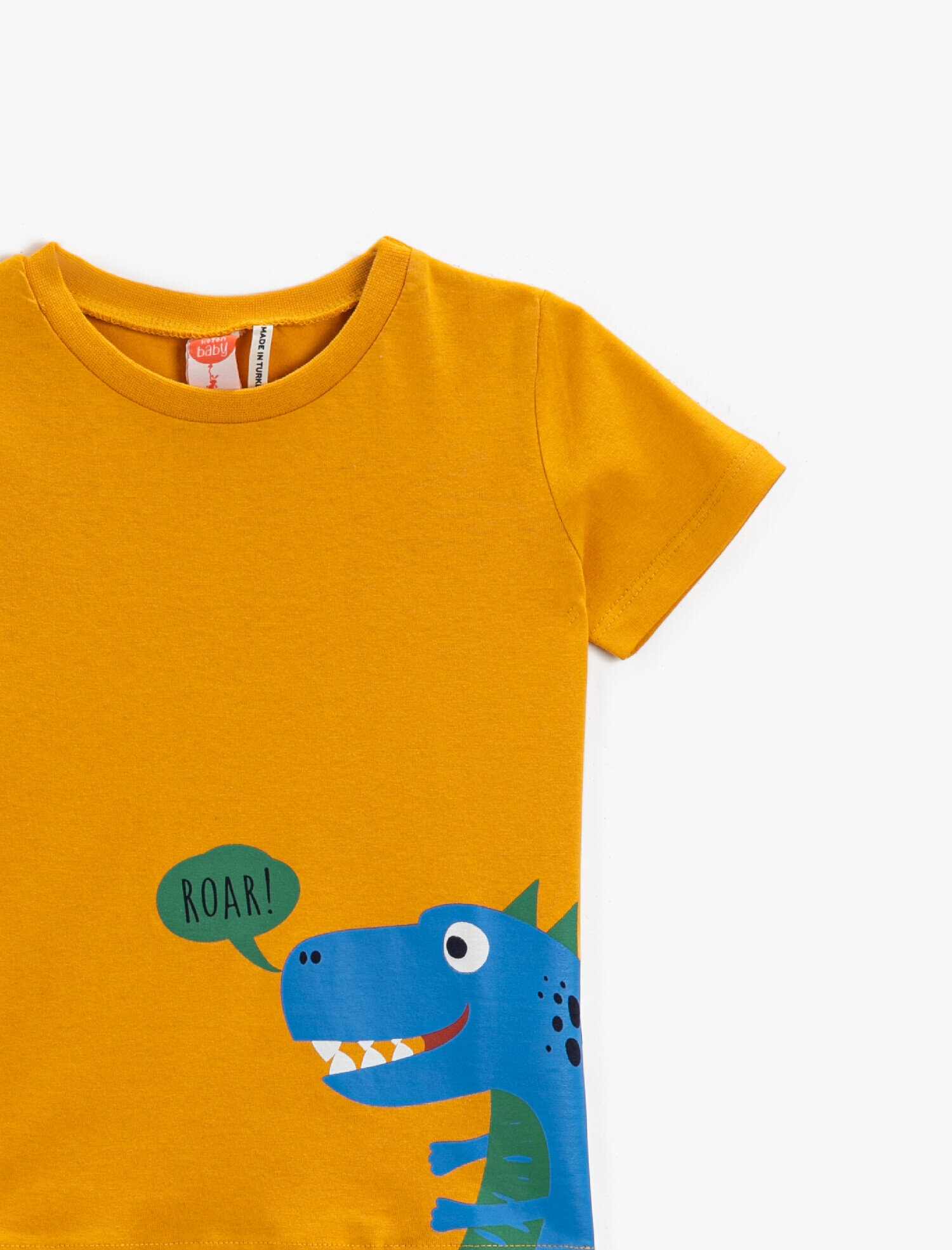  Erkek Bebek Dinozor Baskılı Kısa Kollu Tişört Pamuklu